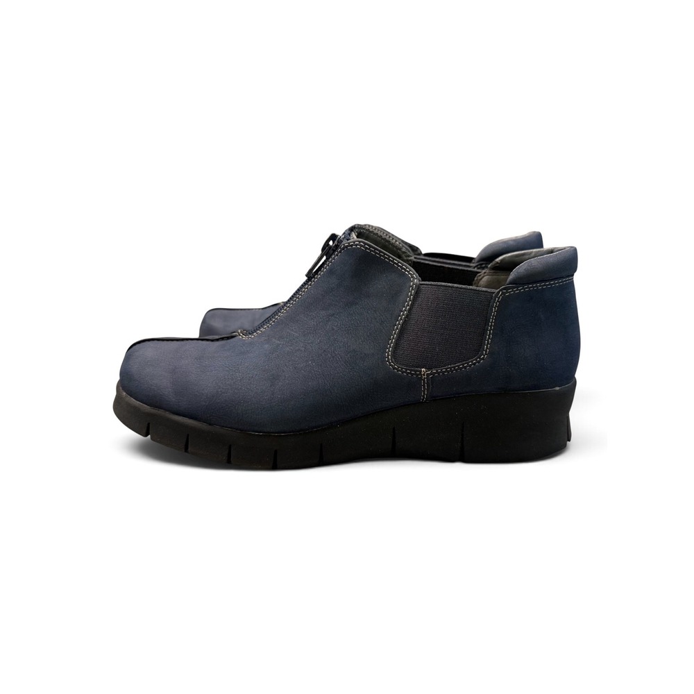 Aerosoles Womens Gladiator Navy Blue Front Zip Casual Comfort Ankle Boots Size 8